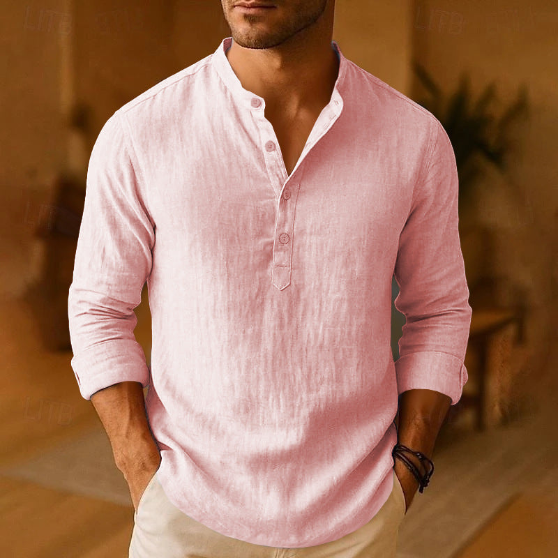 Chemise Lin Homme Col Montant