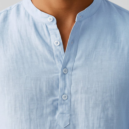 Chemise Lin Homme Col Montant