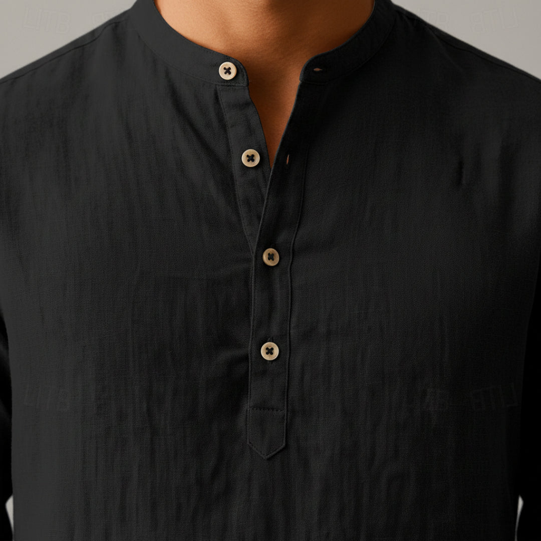 Chemise Lin Homme Col Montant
