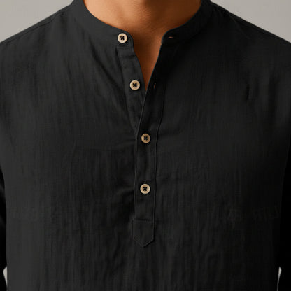 Chemise Lin Homme Col Montant