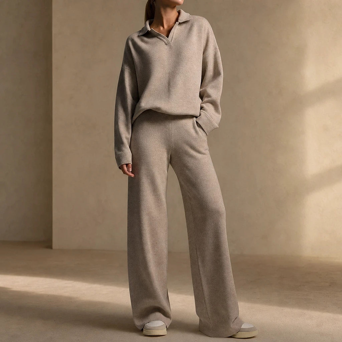 Cléophée – Ensemble Pull Polo et Pantalon Large