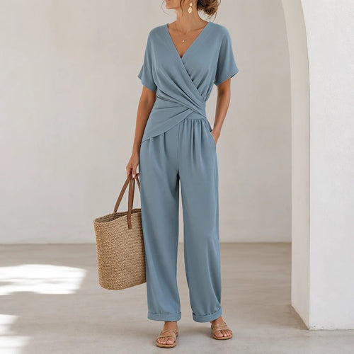 Combinaison Pantalon Femme Cache-Cœur Fluide