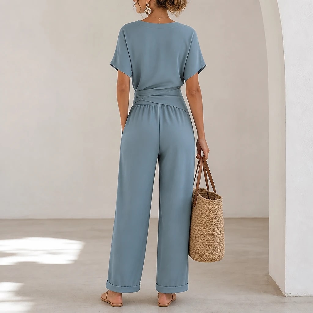 Combinaison Pantalon Femme Cache-Cœur Fluide
