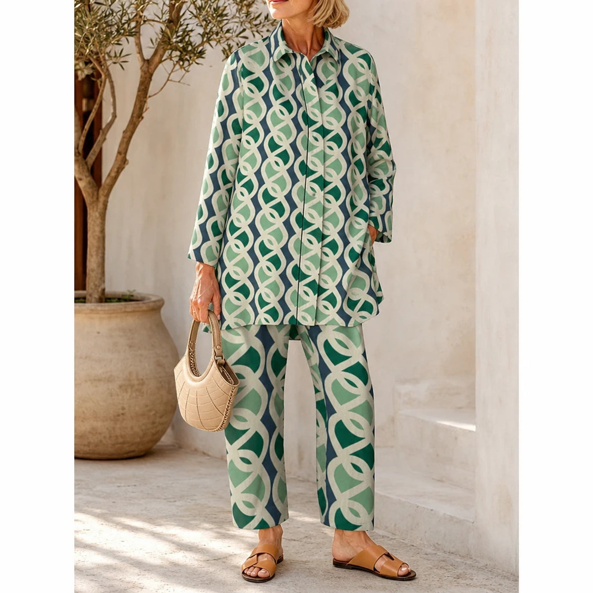 Ensemble Vintage Femme Blouse et Pantalon