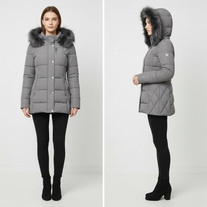 Parka Hiver Fourrure Matelassée Pour Femme