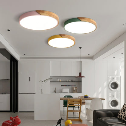 Plafonnier LED Design Scandinave - Bois Naturel et Acrylique