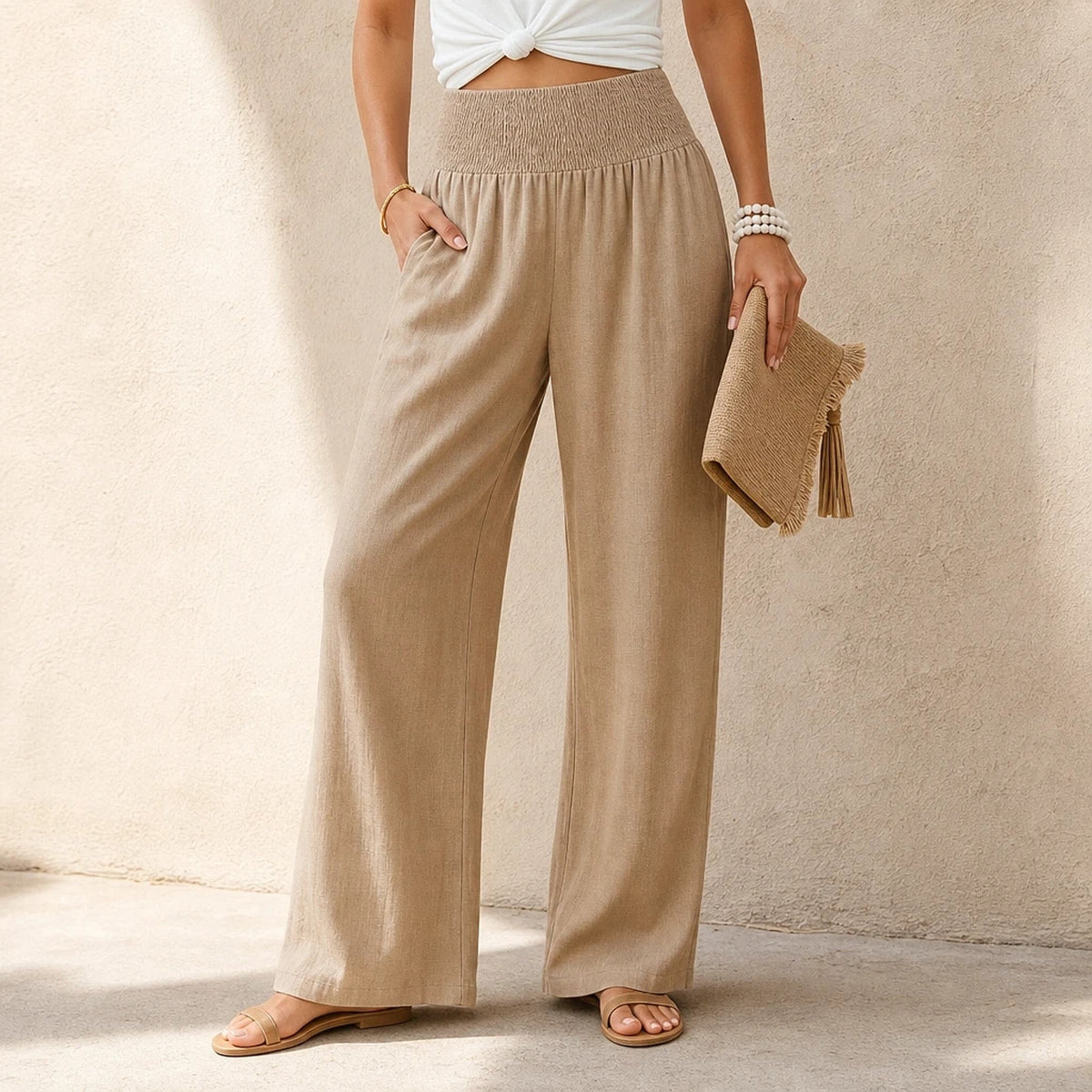 Isaline – Pantalon Fluide Taille Haute