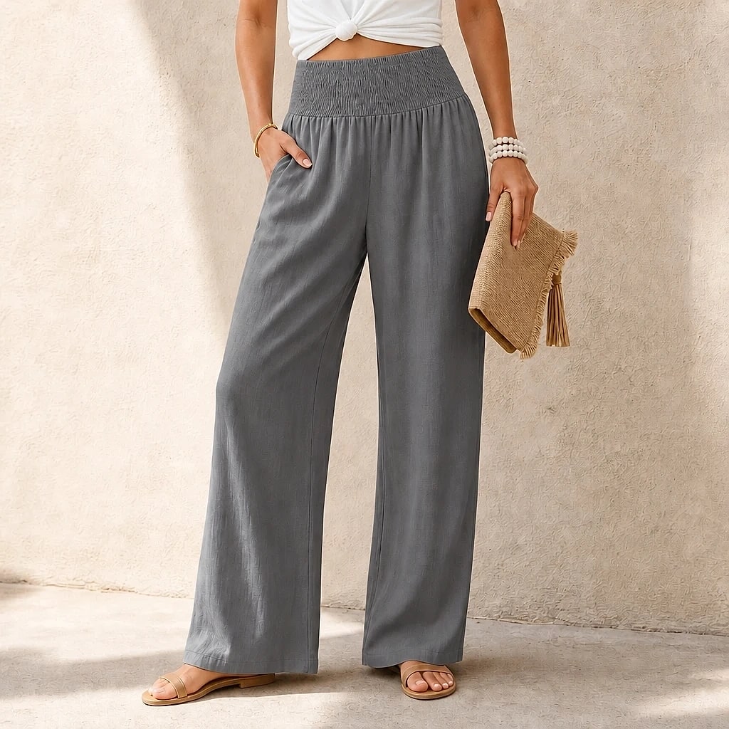 Isaline – Pantalon Fluide Taille Haute