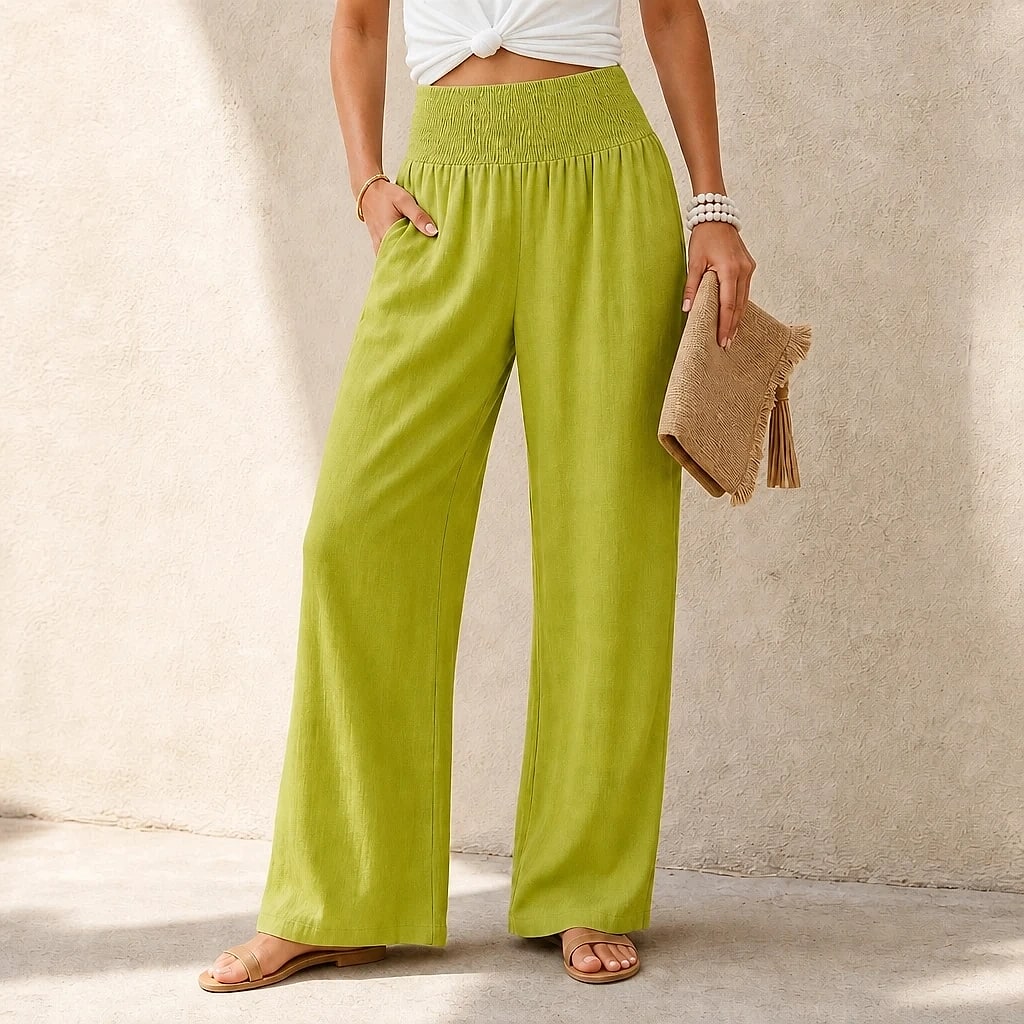 Isaline – Pantalon Fluide Taille Haute