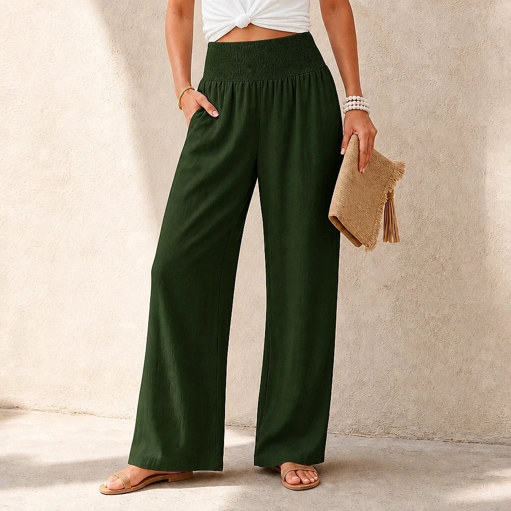 Isaline – Pantalon Fluide Taille Haute