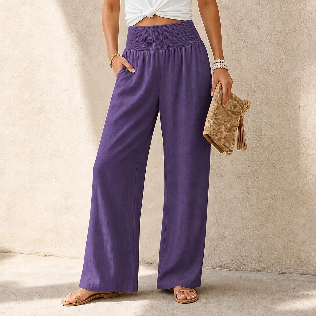 Isaline – Pantalon Fluide Taille Haute