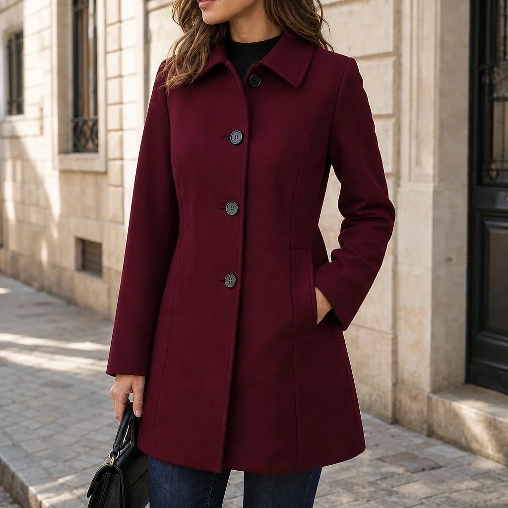 Isaline – Trench Hiver Ajusté Col Chemise