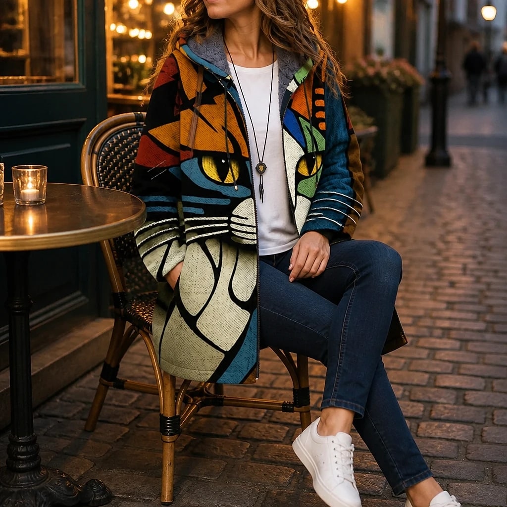 Odalie – Cardigan Chat à Capuche
