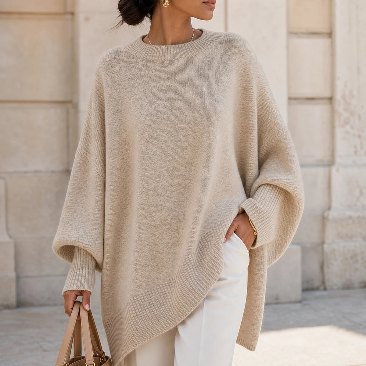Poncho Oversize Maille Douce Femme