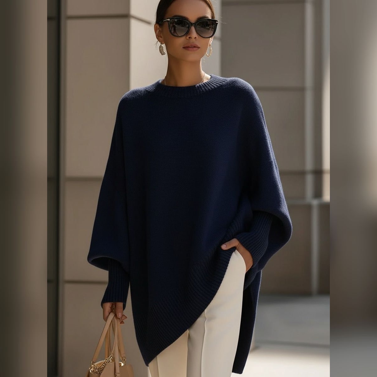 Poncho Oversize Maille Douce Femme