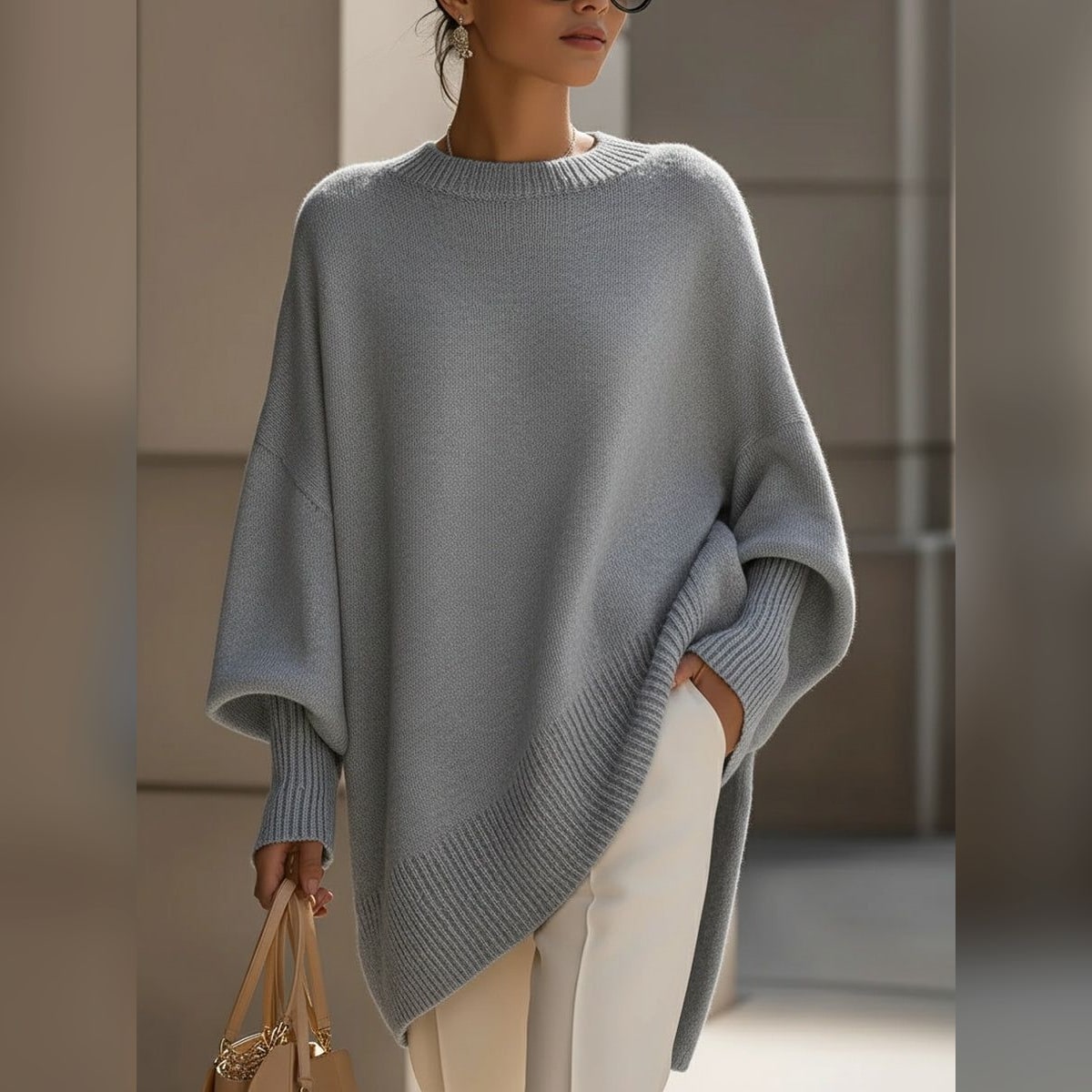 Poncho Oversize Maille Douce Femme