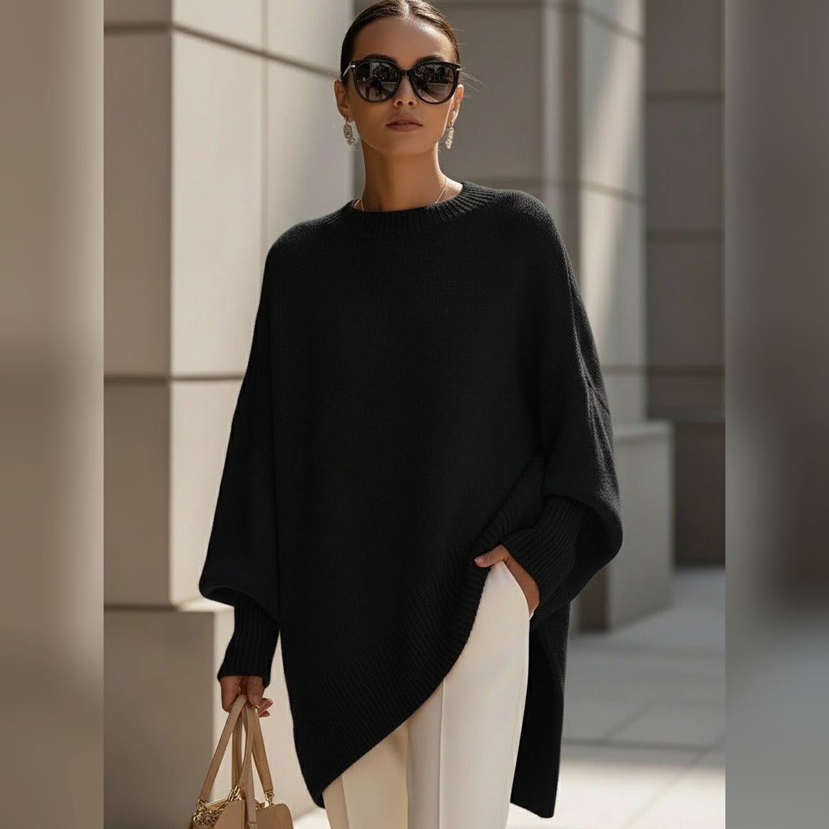 Poncho Oversize Maille Douce Femme