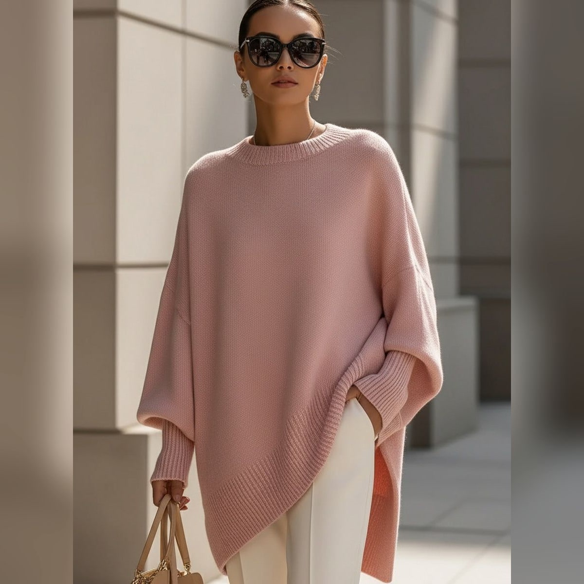 Poncho Oversize Maille Douce Femme