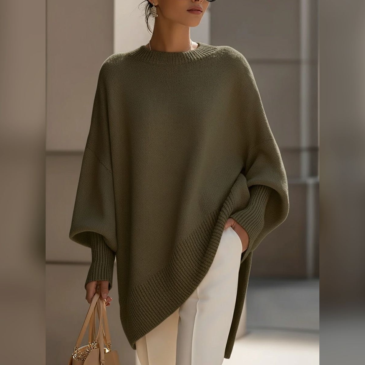 Poncho Oversize Maille Douce Femme