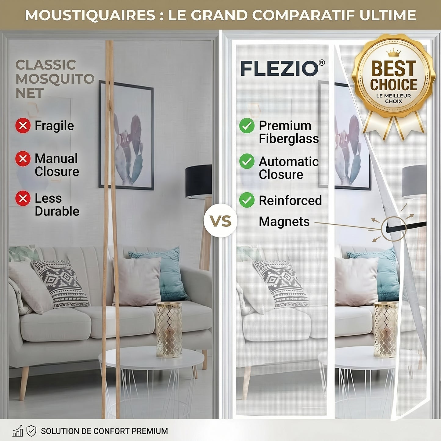 Moustiquaire de Porte Rideau Magnétique