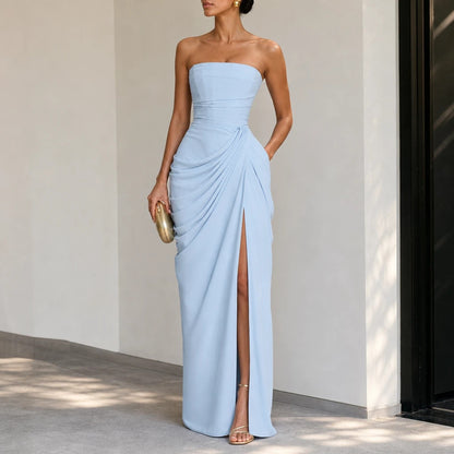 Robe Bustier Longue Fendue – Sculptante et Fluide