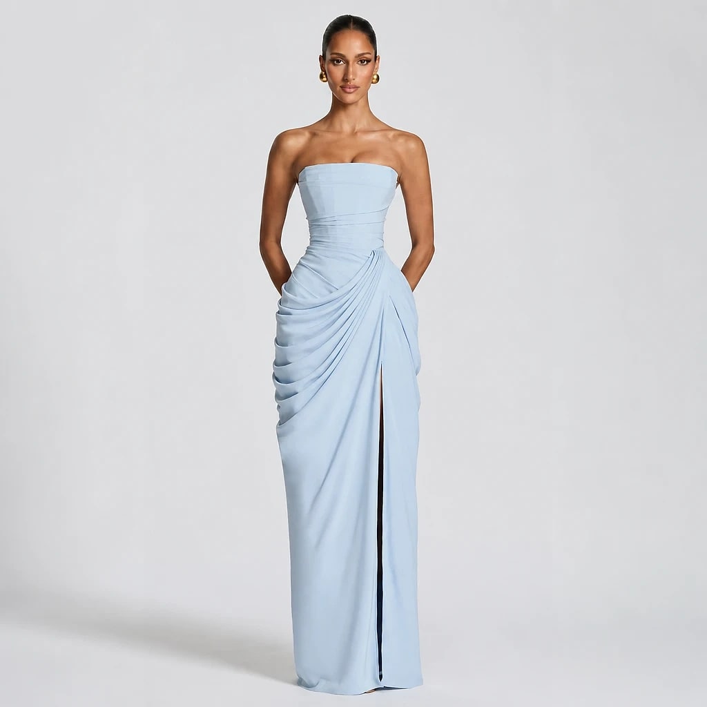 Robe Bustier Longue Fendue – Sculptante et Fluide