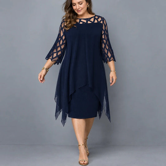 Sophie – Robe Mi-Longue Élégante Grande Taille