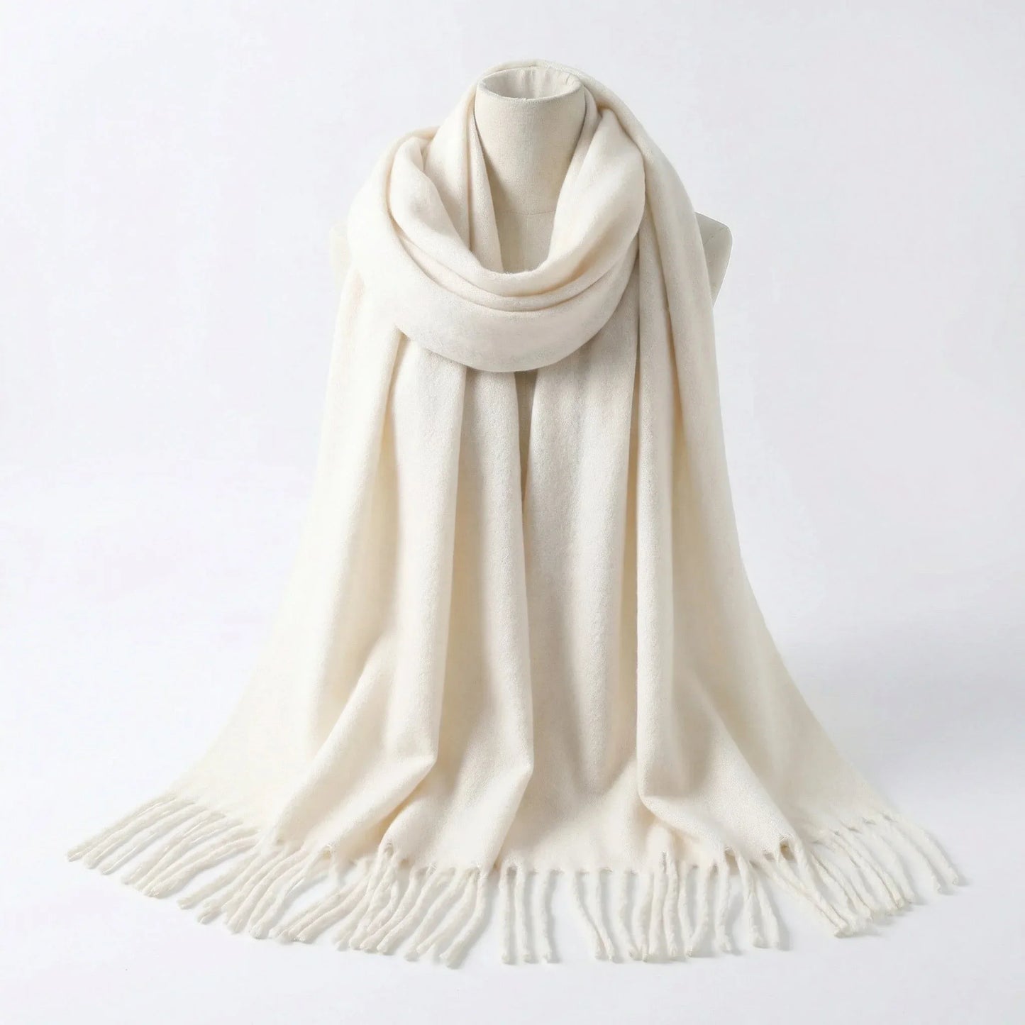 Écharpe Châle Femme 240cm avec Pompons