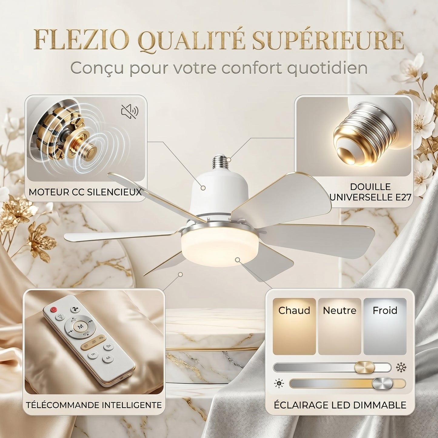 Veltara – Plafonnier Ventilateur LED
