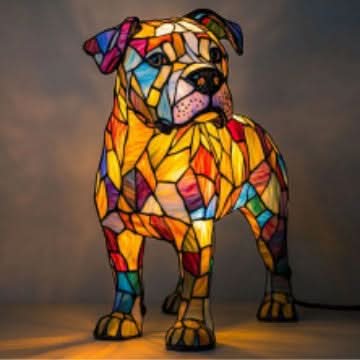 Lumirace – Lampe Décorative Chien Vitrail LED