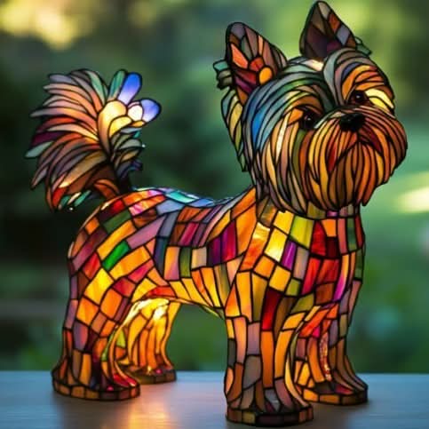 Lumirace – Lampe Décorative Chien Vitrail LED