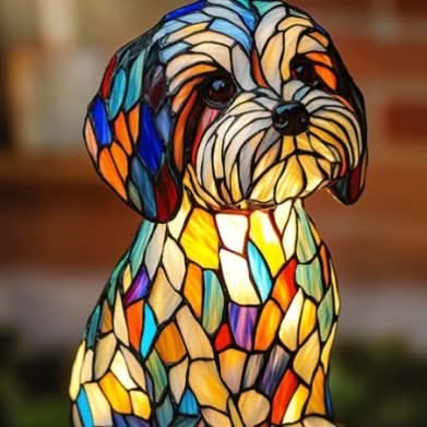 Lumirace – Lampe Décorative Chien Vitrail LED