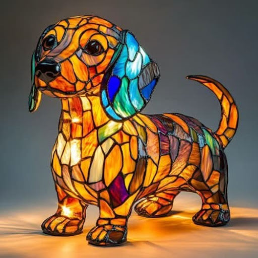 Lumirace – Lampe Décorative Chien Vitrail LED