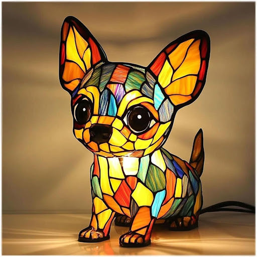Lumirace – Lampe Décorative Chien Vitrail LED