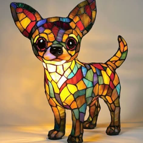 Lumirace – Lampe Décorative Chien Vitrail LED