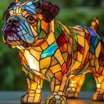 Lumirace – Lampe Décorative Chien Vitrail LED