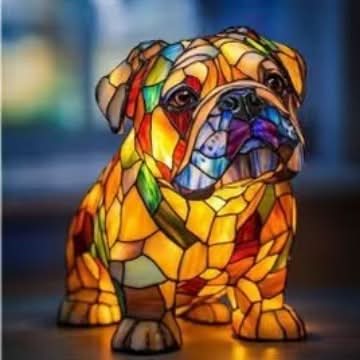 Lumirace – Lampe Décorative Chien Vitrail LED