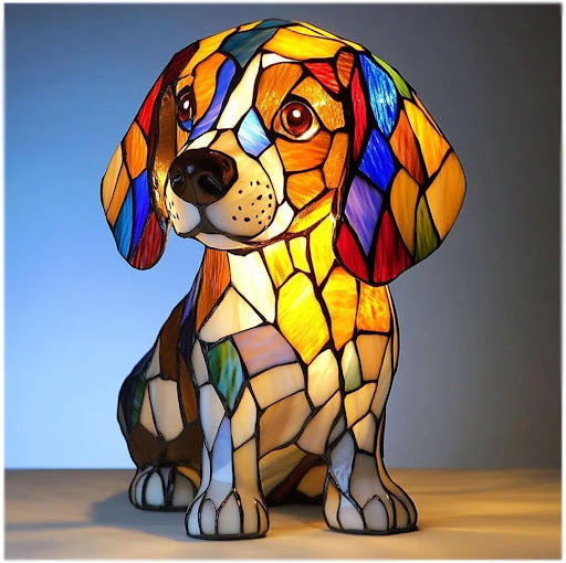 Lumirace – Lampe Décorative Chien Vitrail LED