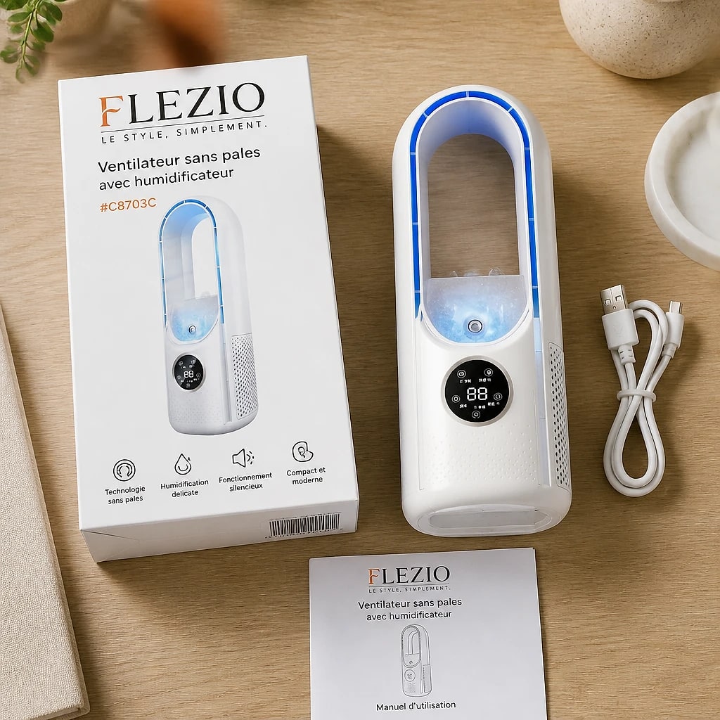 Zéphira – Mini Climatiseur Sans Évacuation Ventilateur Sans Pales USB