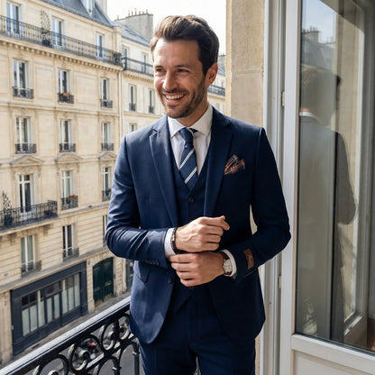 Costume 3 Pièces Homme Veste Cintrée et Gilet
