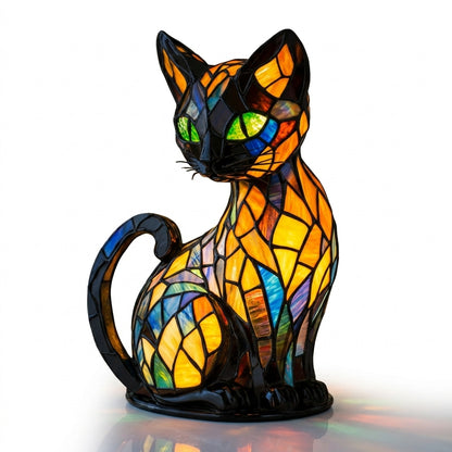 Felinae – Lampe Chat LED Vitrail