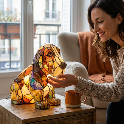Lumirace – Lampe Décorative Chien Vitrail LED