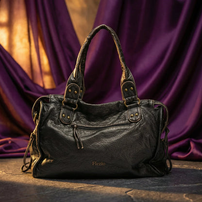Sac Cabas Vintage en Cuir PU Lavé, Grand Volume