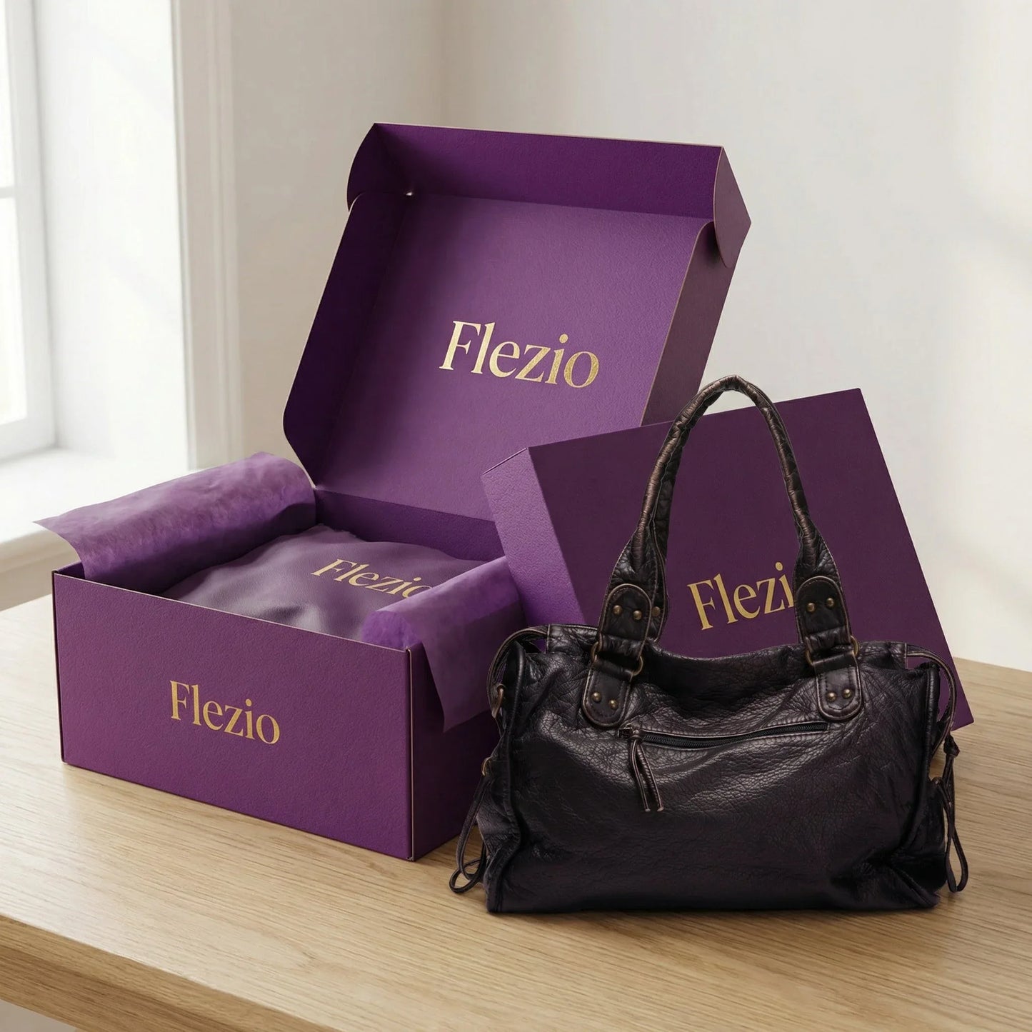 Sac Cabas Vintage en Cuir PU Lavé, Grand Volume